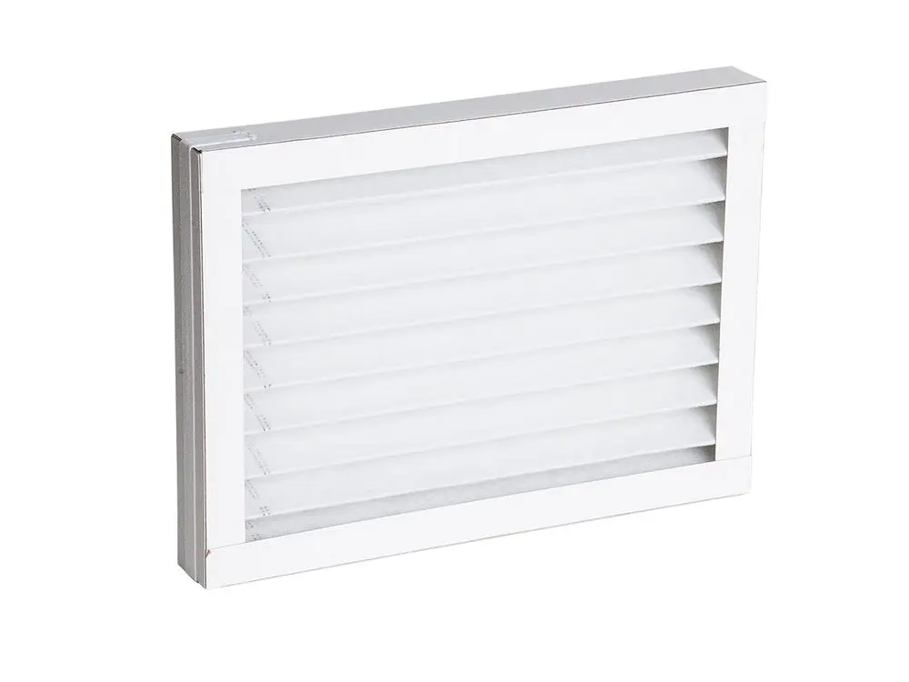 Weißer Ersatzfilter mit lamellierter Oberfläche, hergestellt von Fränkische, für Einsatz in Defrosterheizungen.